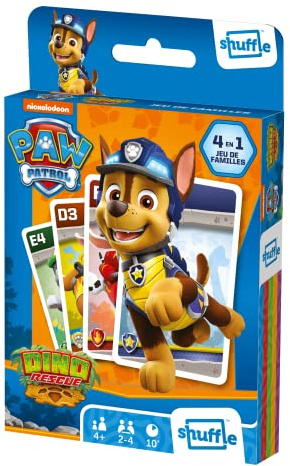 Shuffle - Pat Patrouille 4 Jeux en 1 - 7 Familles, Paires, Action et Batailles - Jeu de cartes Enfants & Famille - A partir de 4 ans