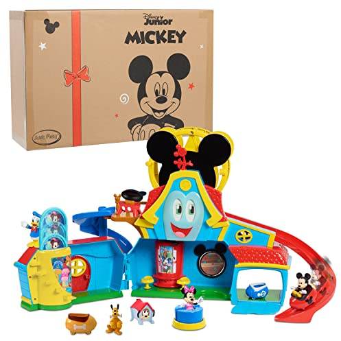 Disney Junior Mickey Mouse Funny the Funhouse 13 Piece Lights and Sounds Playset, Includes 3 Figures
