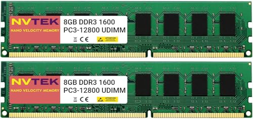 NVTEK Actualización de memoria RAM para PC de sobremesa, 16 GB (2 x 8 GB) DDR3-1600 PC3-12800 no ECC UDIMM