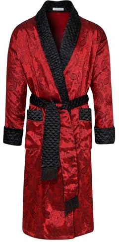 Bown of London British Gable Mens long Smoking Jacket - Claret (m)