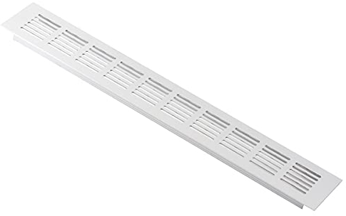 Steinberg14 Bianco 400x60mm Griglia di Ventilazione in Alluminio per Mobili - Griglia D'Aerazione Rettangolare - Griglie Areazione Rettangolari