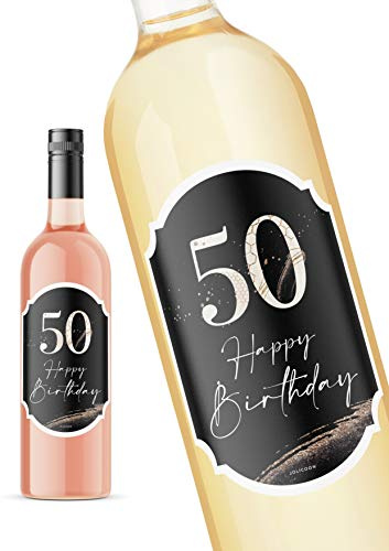 JoliCoon 50. Geburtstag Flaschenetikett, 8,5x12cm, Perlmuttlack veredelt | Strukturiertes Perlmuttpapier, selbstklebend, zuverlässige Haftung, für Wein-, Sekt-, Prosecco- und Geschenkflaschen