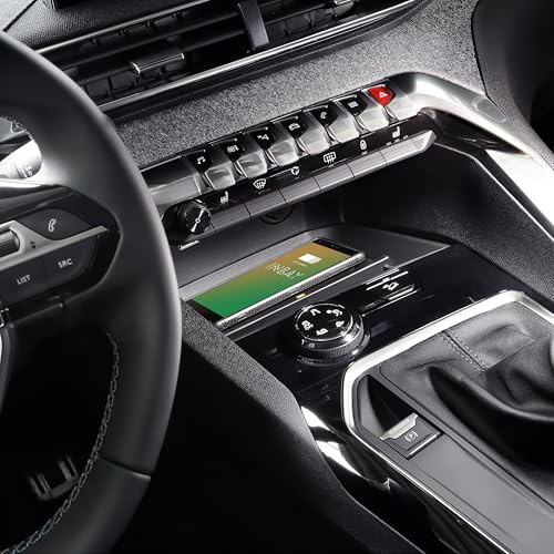 INBAY 10W Handyhalterung Auto Ablagefach Induktiv/Kabellos passend für Peugeot 3008/5008 (M) - Autohalterung Zubehör Innenraum - Qi