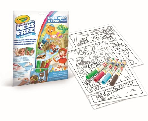 CRAYOLA Color Wonder, Malset mit 18 Ausmalseiten, Thema Es War Einmal | 4 nicht fleckenden Filzstiften, 3,4,5 Jahre, Kreative Beschäftigung für Kinder