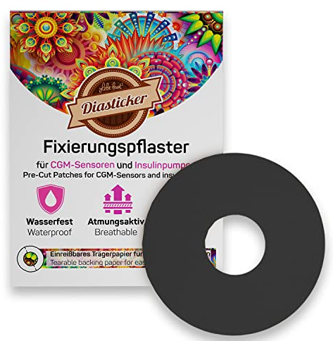 Diasticker® | Freestyle Libre 2/LibreProtect plåster XL (30 stycken, svart) | vattentät – andas – starkt grepp | plåster, sensorlapp, fixering, tejp, överlappning, fixeringsplåster