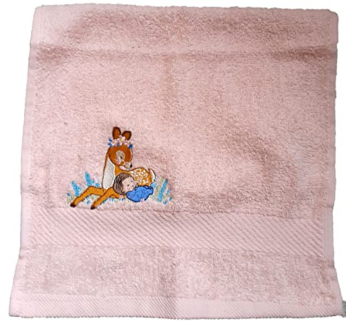 Kinder Gästetuch Handtuch Baumwolle Frottee bestickt, NEU (Bambi, türkis)
