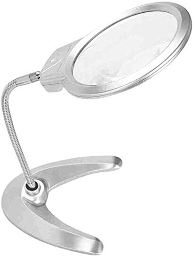HWSY Lampe loupe de Bureau avec 2 lumières LED lumière du Jour, loupe de Table 10X 20X Mains Libres - Artisanat Lecture Bijoux Soudure Couture Loisirs Loupe d'inspection Interesting