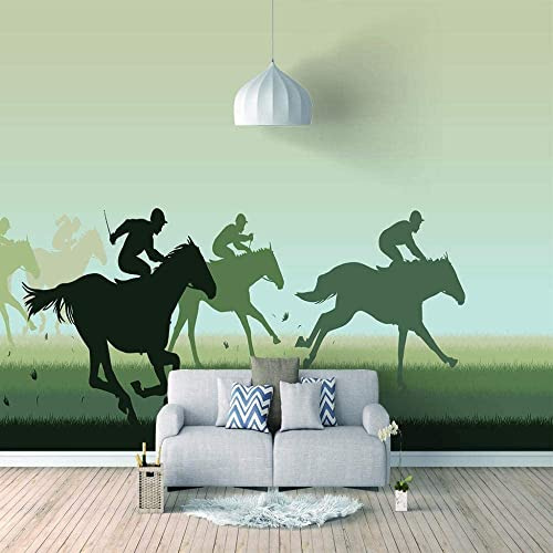 Papier Peint Mural 3D Fond De Salon Chambre Papier Peint Courses Hippiques Rétro 3D Enfant Chambre Murale Salon Chambre Maternelle Centre D'Éducation Précoce Mur De 350 (largeur) x 256 (hauteur) cm