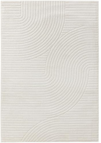benuta Pop In- & Outdoor Teppich Mars - Creme 160x230 cm - Abstrakter Relief Wohnzimmerteppich - Leicht zu Reinigen - Strapazierfähig - Für Fußbodenheizung Geeignet