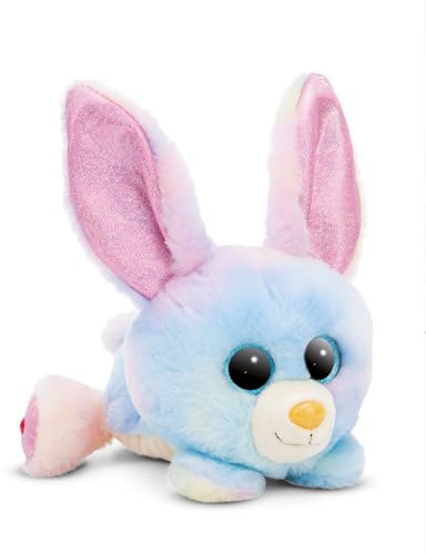 NICI GLUBSCHIS Kuscheltier Hase Rainbow Candy 25cm liegend - Flauschiges Stofftier mit großen, niedlichen Glitzeraugen, Plüschtier für Schmusetierliebhaber - 49740