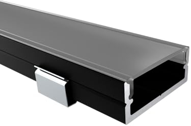 Alumino | Schwarzes LED Aluminiumprofil - Aufputzprofil 200 cm | Semi Abdeckung + Zubehör | für bis zu 20 mm LED-Streifen | kompatibel mit Philips Hue | 2m | Bille