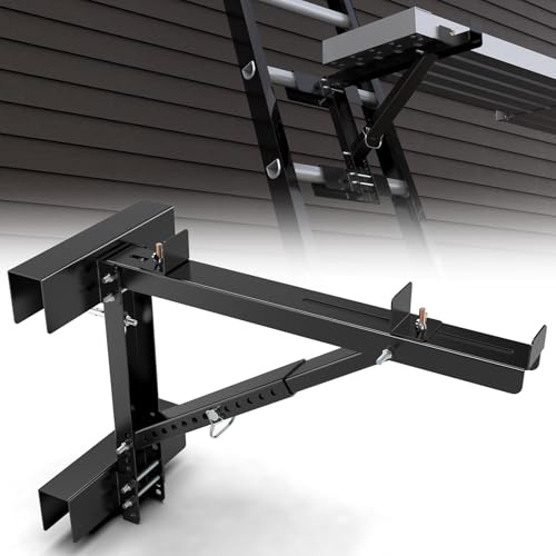 2025 Upgraded Adjustable Ladder Jacks 2 Pack for Scaffolding Platform, Two-Rung Short Body Extension Ladder Jack Scaffold Bracket, Black Ladder Platform Accessories, Ladder Jack Part for Working Stage