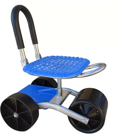 Mobiler Gartensitz, Klappbarer Rollsitz mit Ablagefach, 360° Drehbar Höhenverstellbar, Arbeitssitz für Pflanzen, Pflücken und Jäten, Gartengeräte