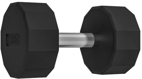 SPORTNOW Kurze Hantel 15 kg - 1 St. Muskeltraining Schwarz | Gewichtheben, rutschfester Griff, Fitness, Heimtraining