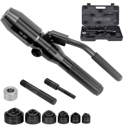 Kit di punzonatura idraulica manuale, punzoni da 22,5 mm a 61,5 mm, scavatrice idraulica con 6 matrici, kit di attrezzi per punzonatrice idraulica, per praticare fori in piastre di acciaio dolce