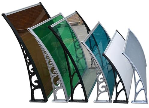 Auvent de Porte Fenêtre Exterieur Toit Marquise en Polycarbonate Porte Résistante Stores pour Patio D'entrée en Verre Protection Contre la Pluie et UV 100x80cm 300x100cm 200x80cm(Vert,60x150cm)