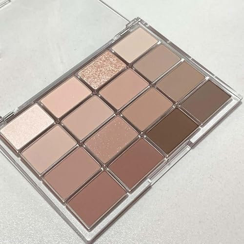 16 Color Nude Eyeshadow Palette for Women - Long-lasting, Pigmented, Shimmering and Matte Make-up Palettes. Waterproof, mixable, brown, gray and nude