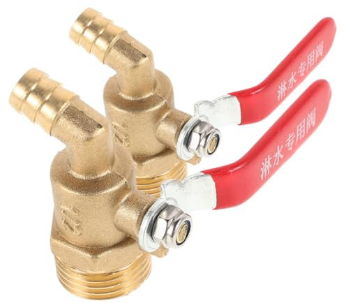 BEBEMOKO 2pcs Full Port Brass Valve for Pipe Tubing Heavy Duty External Mini Ball Valve Bent Spout Shut off Switch for Hoses