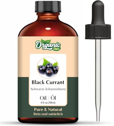 Organic Zing Black Currant (Ribes Nigrum) Oil | Pure & Natural Essential Oil for Skincare, Hair Care & Massage – 118ml / 3.99fl oz