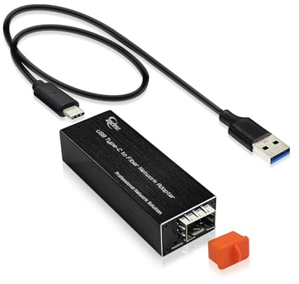 USB 3.0 Type-C to Fiber Network Adapter, USB-C to 100/1000Base-X Open SFP Ethernet Card, Compatible with Windows Server/Windows/Linux, DC 5V
