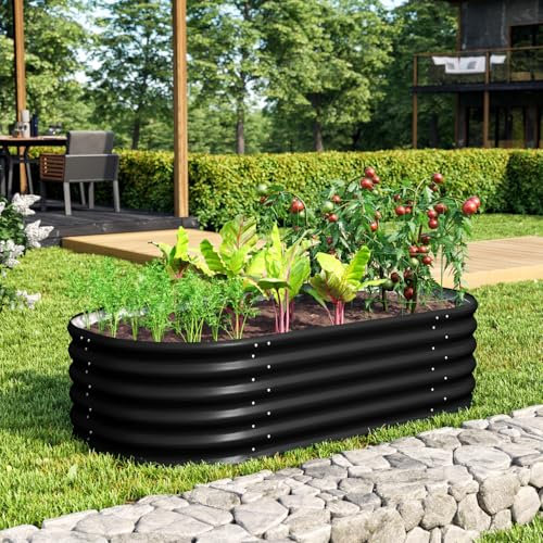 Vitavia Hochbeet Terra 401, schwarz, 40 cm, Modell Basic | Wetterfest aus Zincalume® | Ergonomisch & Rückenschonend | Schutz vor Schnecken & Unkraut | Perfekt für Gemüse & Blumen