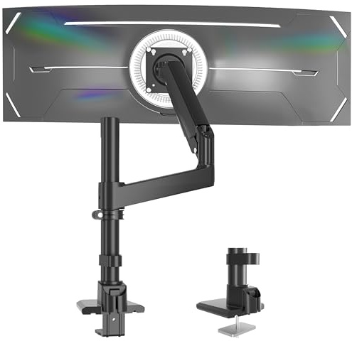 GUZHIKU Support Ecran PC Bras pour Moniteurs de 17 à 60 Pouces Capacité 2-20kg, Bras Ecran PC avec Incline Pivote Tourne Rotatif à 360°, Réglage Hauteur sans Outil, VESA 75/100mm, Noir, H9B