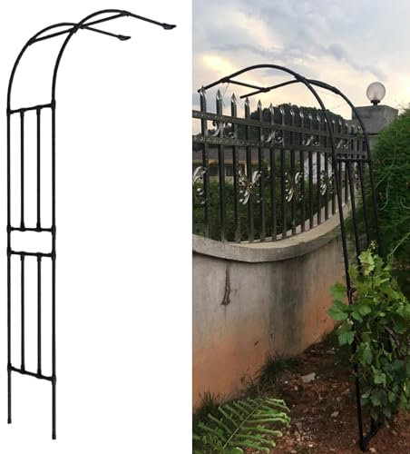 Arche de jardin en métal robuste – Treillis mural pour plantes grimpantes, tonnelle de mariage, pergola, support d'arche en acier de 1,1 m x 4 m x 2,9 m pour décoration extérieure