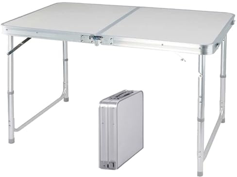Lucn 4FT Folding Table Fold Up Picnic Tables Camping Garden Party Trestle Dinner Table 120x60cm - 3 Height 70/62/55cm