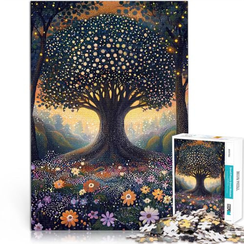 Puzzle Adulte 1000 pièces Arbre de la forêt enchantée de Style pointilliste Impossible Convient pour la décoration de Bureau 52x38cm