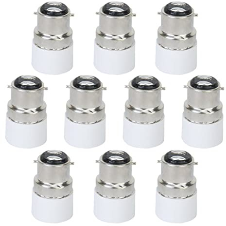 Dorccsi 10 adaptadores de bombilla B22 a E14 LED de rosca para bombilla, adaptador de lámpara, conector convertidor B22 a E14, base de enchufe de luz, lámpara de tornillo