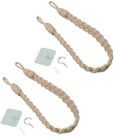 Alzapaños de cortina trenzados, soportes decorativos de cuerda con gancho de metal para decoraciones, lazos decorativos para cortinas