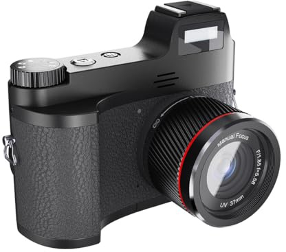 Tosuny Cámara Digital sin Espejo, Video 4K 48MP Manual de Fotos Focus Macro Fotografía Cámara de Grabación con Expansión de Zapatillas y Luz de Llenado para Viajes en Casa Vlogging