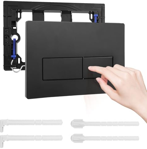 Plaque de Commande,Plaque de Chasse D'eau,Compatible Geberit Sigma01,20,30,50,UP300 et UP320,pour Réservoir de WC Compatible, Équipée D'un Set de Leviers de Chasse et D'un Cadre D'Installation (Noir)