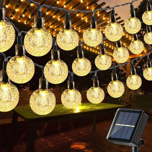 Moxled Solar Garden Lights Outdoor, 56ft/17M 100 LED Solar String Lights Waterproof, Solar Powered Crystal Ball Indoor/Outdoor Fairy Lights Decorative for Garden, Patio, Yard, Parties (Warm White)