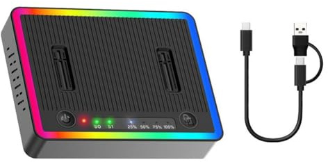 Yarryuter USB-C Dock for M. 2 Duplicator Cloner Dual-Bay Offline NVMe 20Gbps PCIE NGFF Station for 22110 2280 2260 2242 2230 M. 2 SSD