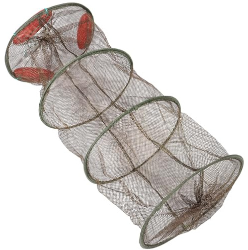 Veemoon Filet de Pêche Flottant Café, Filet de Protection des Poissons à Quatre Cercles, Maille Renforcée Résistante, Léger et Pliable, Panier à Poissons pour Pêche en Plein Air