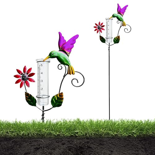 Pluviomètre de jardin : pluviomètre en verre de 12 cm avec échelle claire, résistant au gel, amovible grâce à son piquet métallique. Idéal pour la cour, la terrasse, la pelouse et l'aménagement paysag