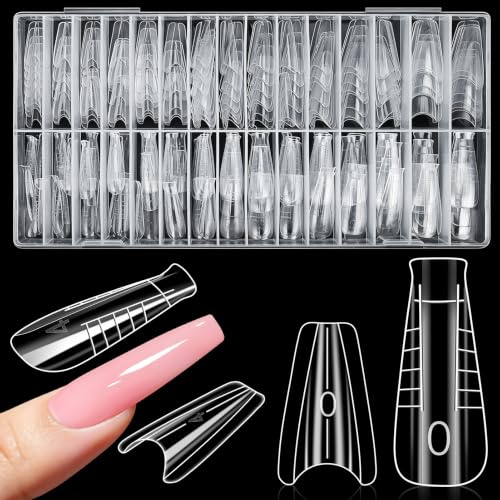 Kiiwah 240 stycken nagelformar med smörgås, 15 storlekar, återanvändbar sandwich dubbel nagelform för snabb polygel förlängningar för gör-det-själv vardagsrum (mandel)