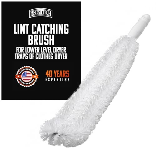 Brushtech Dryer Care Heavy Duty Lint Catching Brush – Narrow Deep-Reach Appliance Cleaner for Lower Dryer Traps, Effectively Removes Lint, Dust & Debris, Built with Durable Plastic & Wire