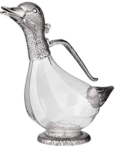 EDZARD Jarra de vino tinto en forma de pato, altura 26 cm, capacidad 0,9 litros, elementos plateados, con vertedor