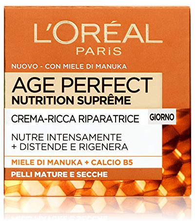L'Oréal Paris Age Perfect Nutrition Supreme Crema Viso Antirughe Riparatrice Giorno, Pelli Mature Secche, 50 ml
