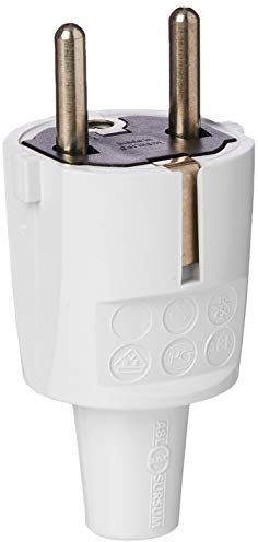 as - Schwabe spina Schuko da interno - spina elettrica per il collegamento di cavi fino a max. 1,5 mm² - 230V, 16A - doppio contatto di terra - IP20 - grigio, 62220