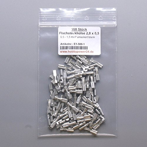 100 Flachsteckhülsen 2,8mm 0,5-1,5 mm² Kabelschuh Steckverbinder unisoliert Steckverbinder