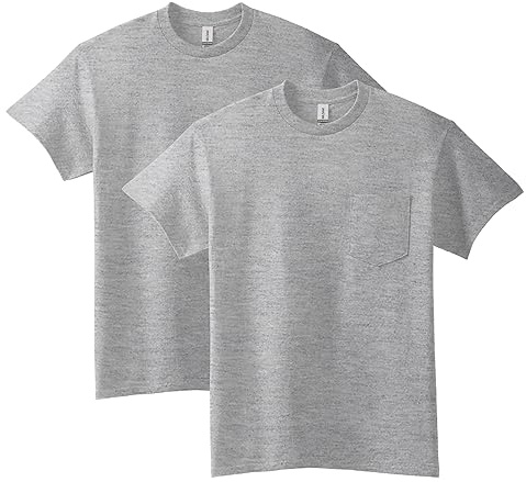Gildan Adult Ultra Cotton T-Shirt with Pocket, Style G2300, 2-Pack, Sport Grey, 2X-Large