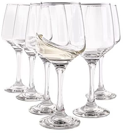 Vikko Wine Glasses, 9.5 Ounce White Red Wine Glasses Set of 6, Lead-Free Premium Crystal Clear Glass, Elegant Style Long Stem Wine Glasses, Great Wedding, Houswarming, Holiday Gift