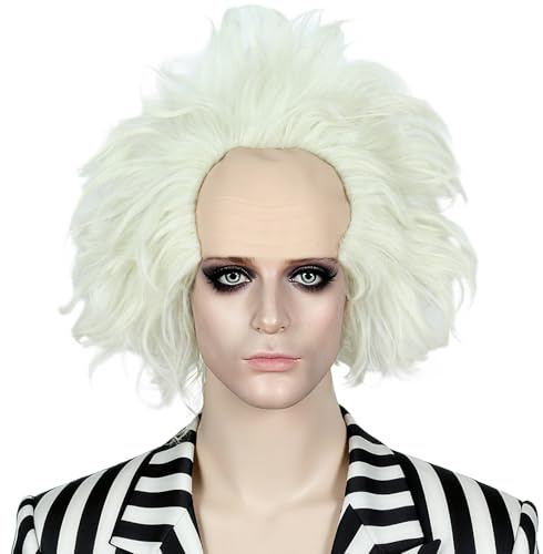Linfairy Kurze kahle Perücke, Unisex, Halloween-Kostüm, für Erwachsene + Hellgrün