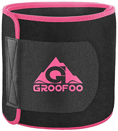 GROOFOO Cintura Entrenador Mujer Hombre Faja Reductora Adelgazante Cinturón Transpirable Cintura para Reducir Cintura y Abdomen Deporte Fitness - Rojo M