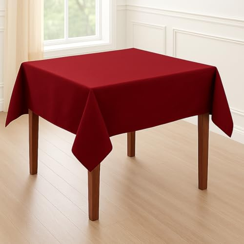 Hans-Textil-Shop Tischdecke Bordeaux Rot 100×100 Baumwolle – Uni Tischtuch quadratisch, pflegeleicht & bügelfest, handgefertigte Baumwoll Tischdecke mit 4-Seiten-Saum für Küche, Esszimmer & Deko