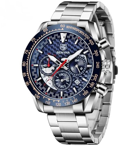 BENYAR by Relojes Hombre Cuarzo cronógrafo Impermeable Business Casual Deporte Reloj de Pulsera