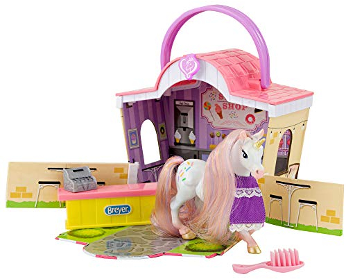 Breyer Pferde Mähnenschönheit Li'l Schönheiten Spielset | Süßwarenladen von SRosales | Modell Nr. 7432 (Rosa, Lila)